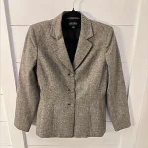Y2K KASPER L Wool woman lined grey 3button classic structured corpcore blazer